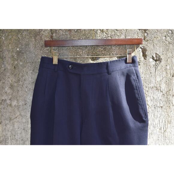 Hugo Boss Navy Pleated Virgin Wool Dress Pants – Men’s EU 40 / US 32 - Picture 3 of 5